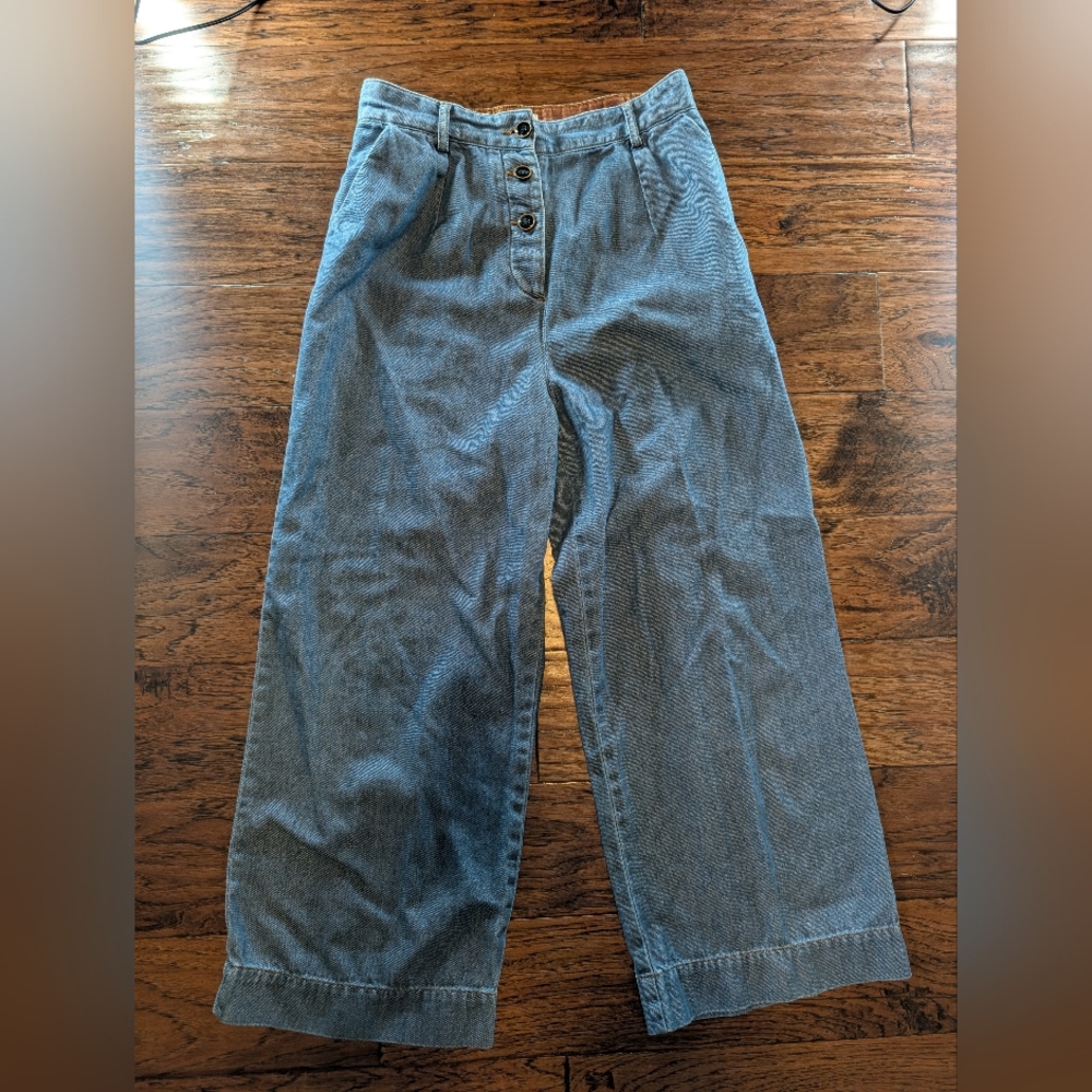 Harris Wilson Wide-Leg Crop Denim Pants Size 38